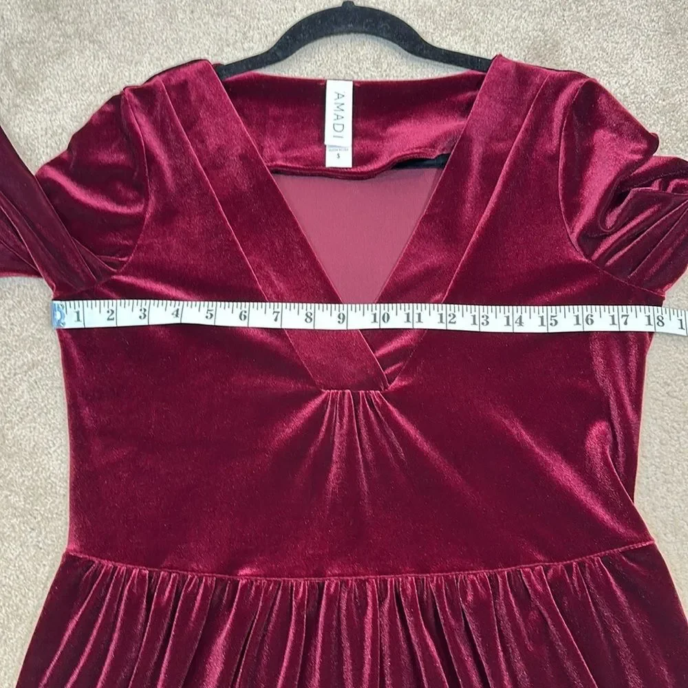 Anthropologie Amadi Greta Velvet Tunic Red Mini Dress Holiday Christmas Small - Picture 7 of 9